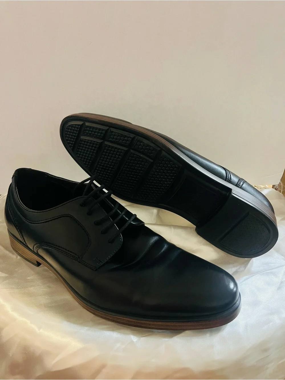 Men's Black Leather Derby Shoes - Classic Lace-Up